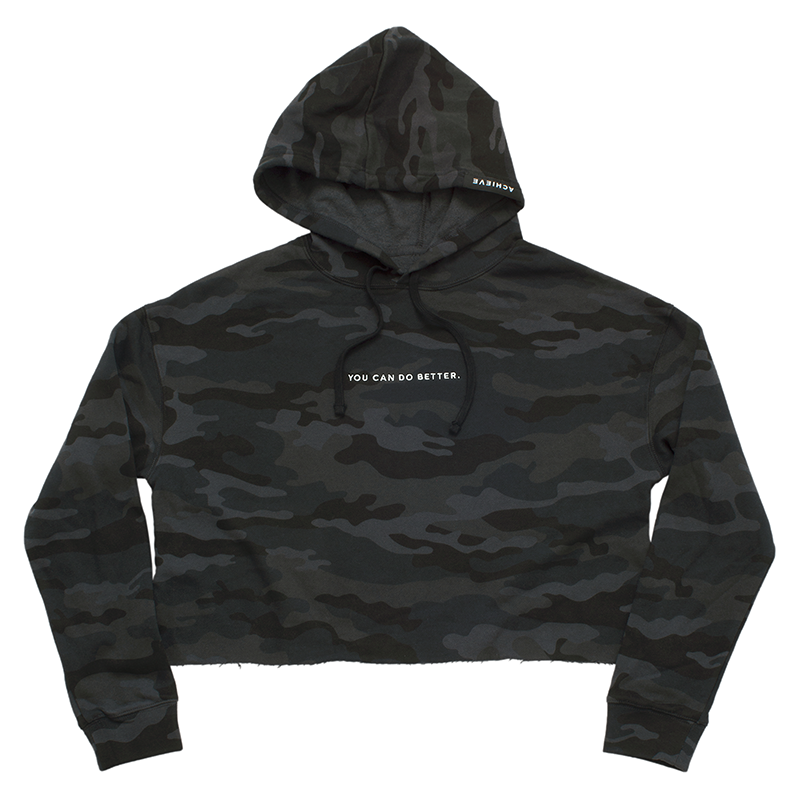 ACHIEVE You Can Do Better Women's Cropped Hoodie - Black Camo