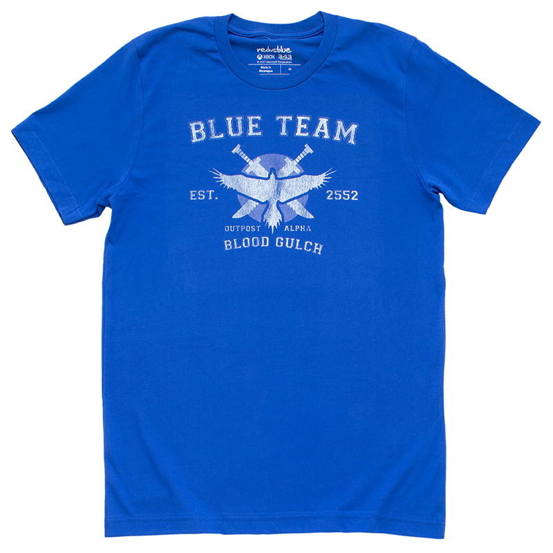 Red vs. Blue Blue Team Flag T-Shirt