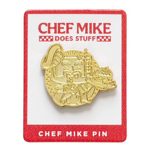 Chef Mike Does Stuff Apron & Molded Metal Pin Set