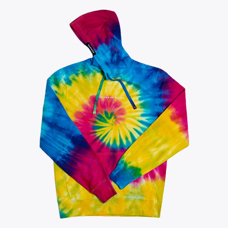 ACHIEVE You Can Do Better Hoodie Rainbow Tie Dye 