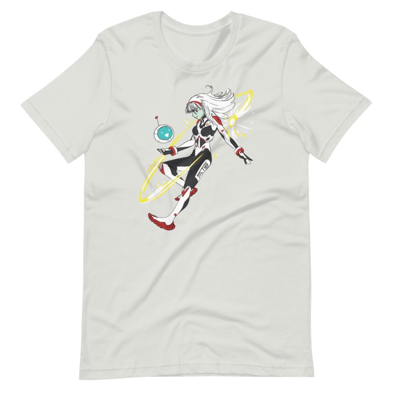 Rooster Teeth 18th Anniversary Space Girl T-Shirt Silver S 